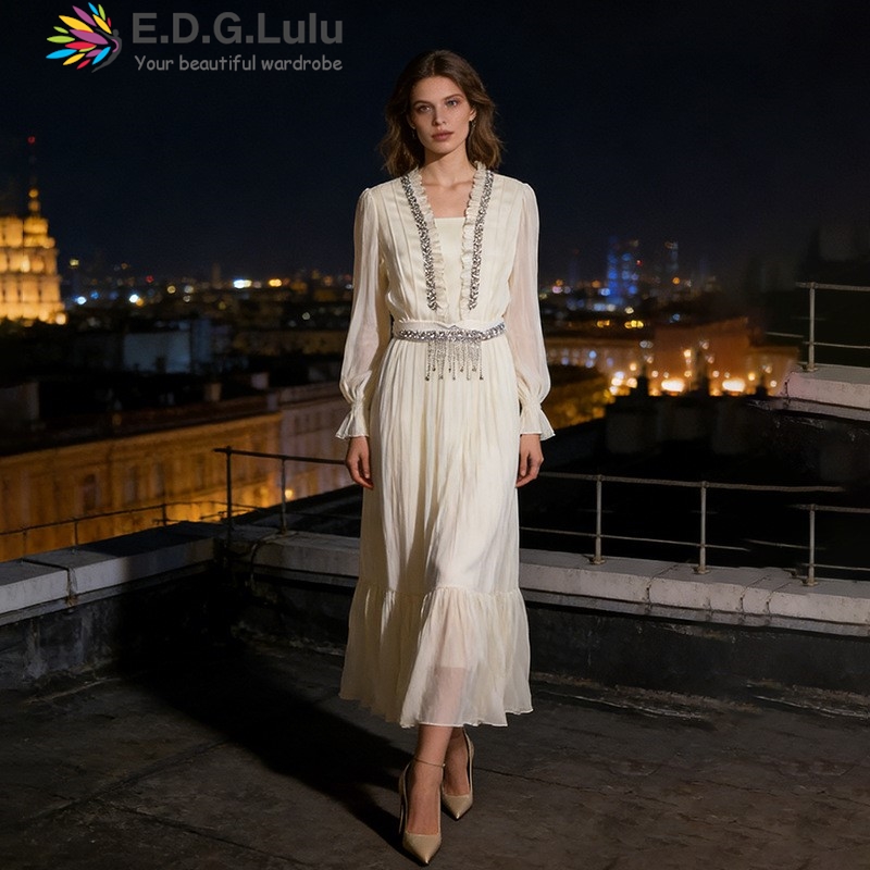 EDGLuLu Elegant White Chiffon  - Wedding Lulu のレビューと価格